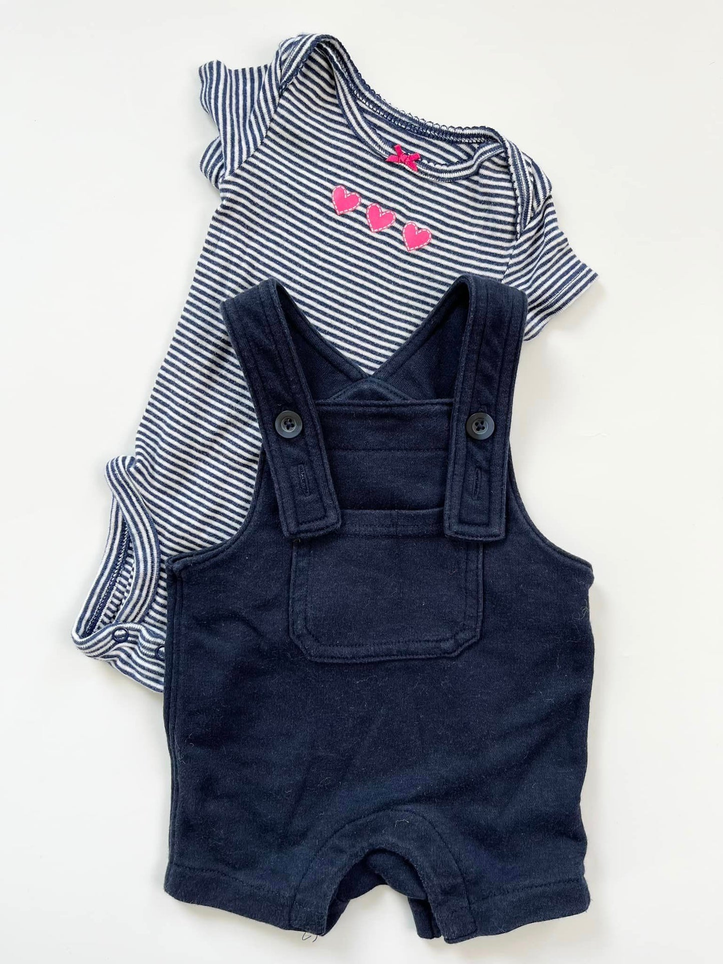 Old Navy Overalls & Carter's Onesie 0-3m