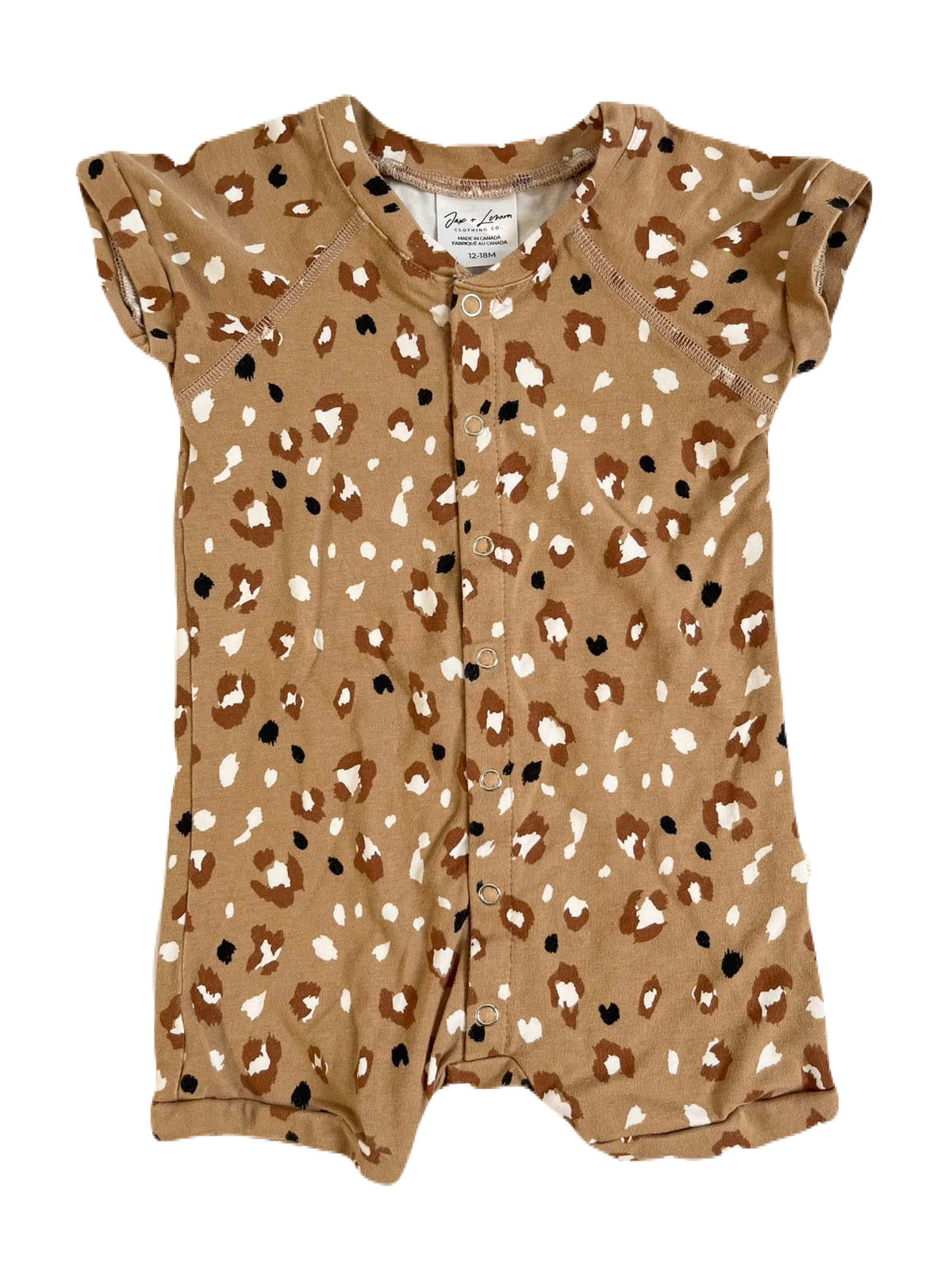 Jax & Lennon Bamboo Snap Leopard Romper 12-18m