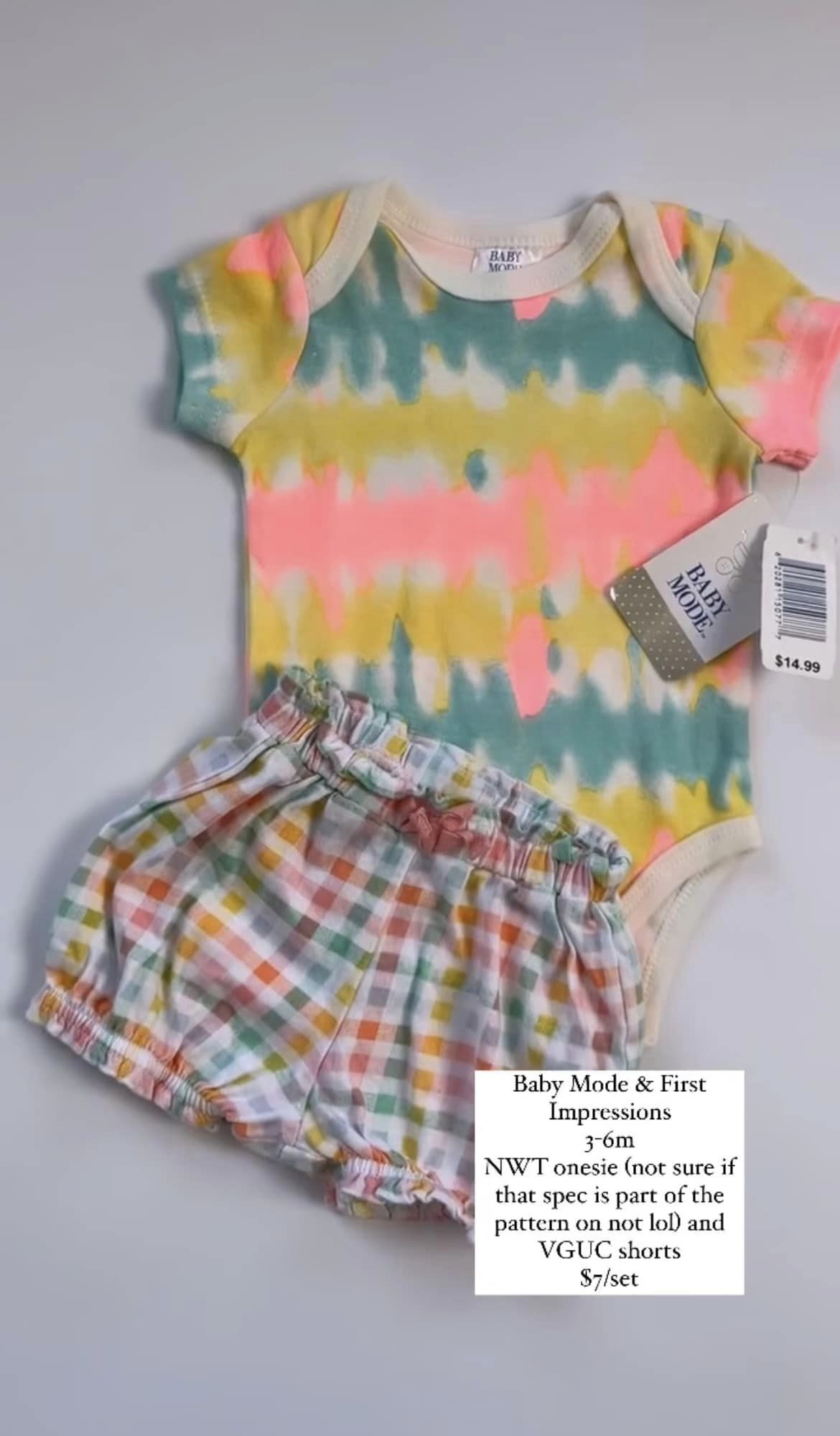 Baby Mode Onesie & First Impressions Shorts 3-6m