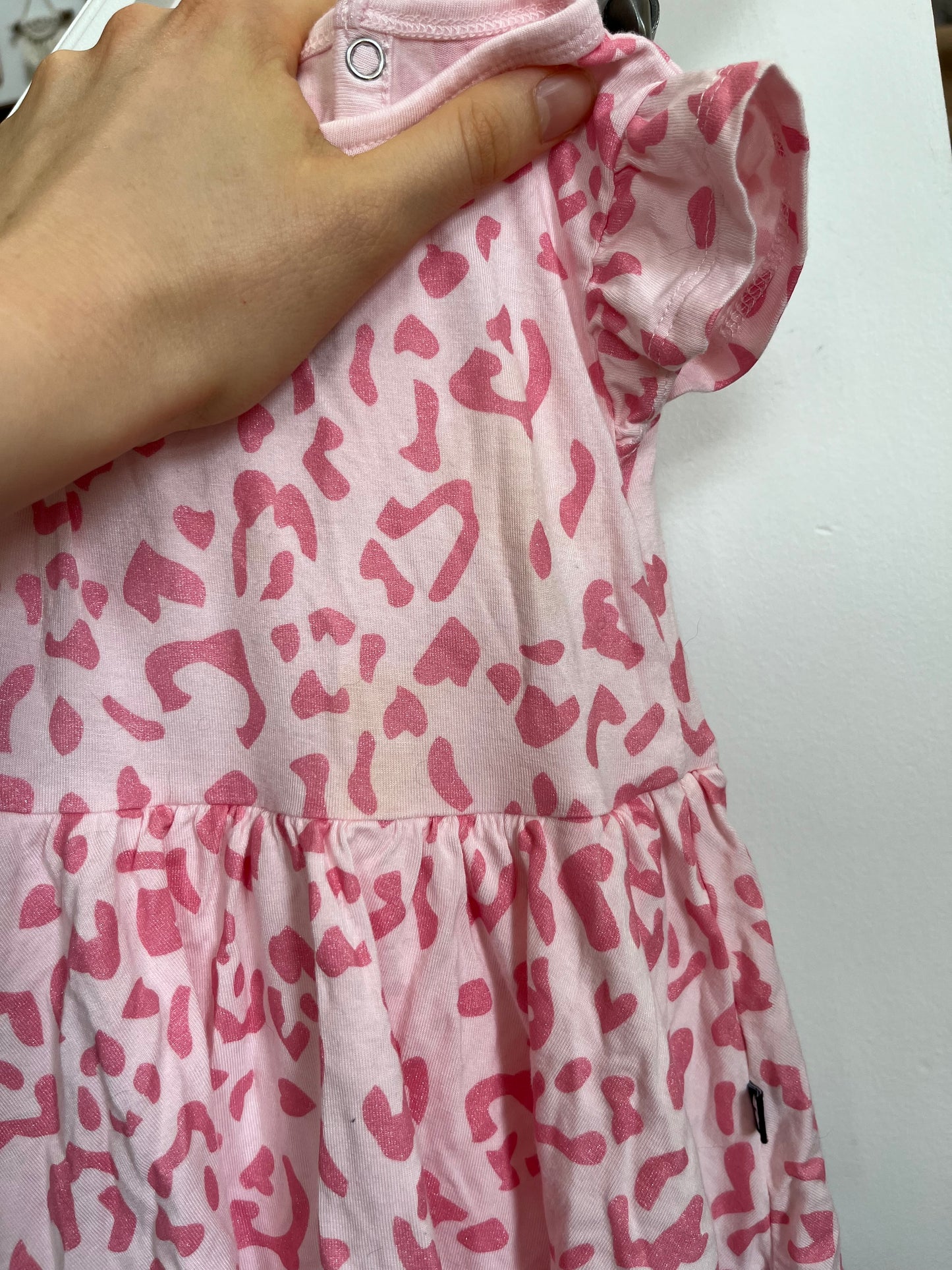 Kyte Bamboo Bodysuit Twirl Dress in Sakura Leopard 3-6m