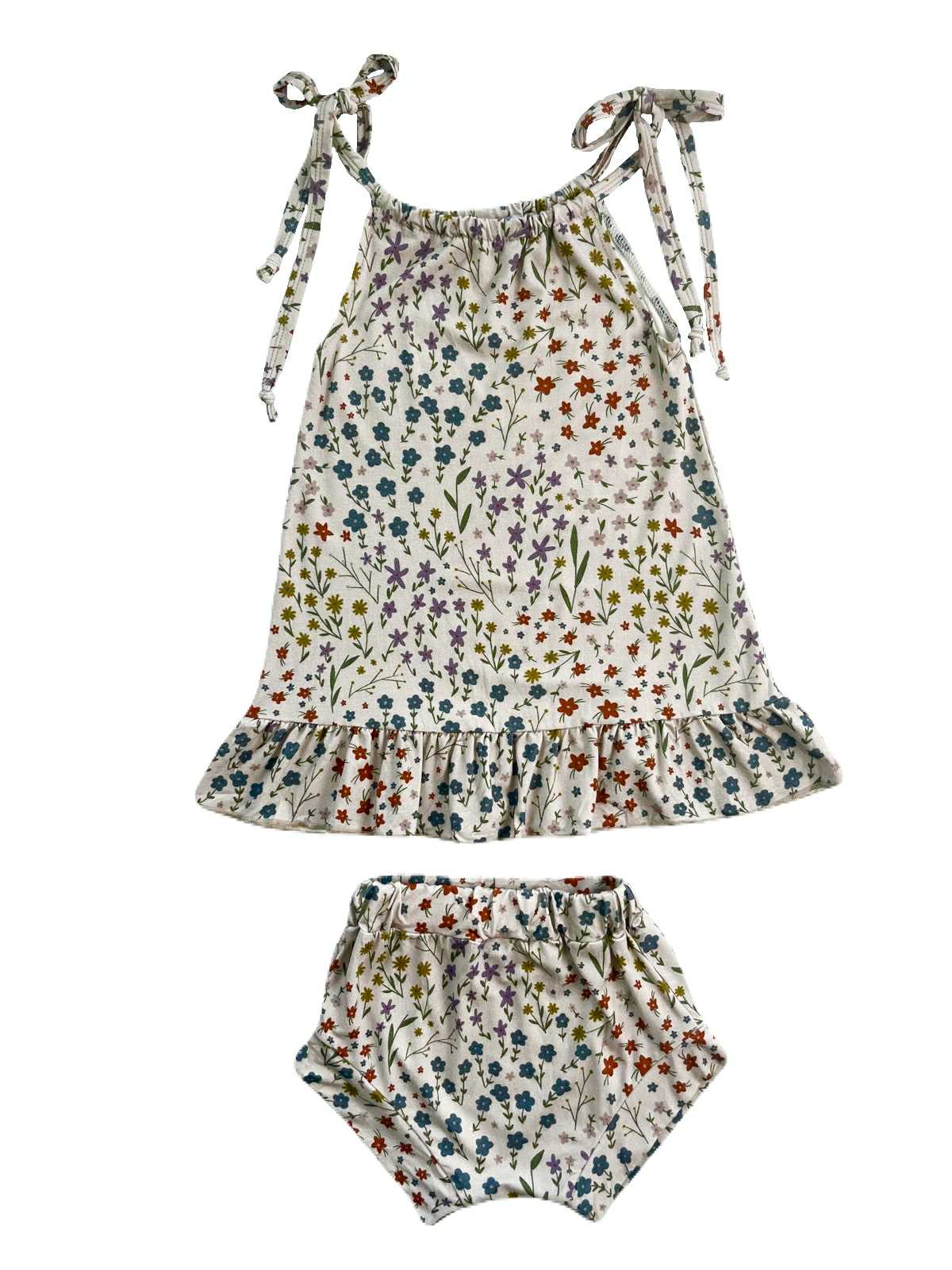Flower Child Tie-Strap Dress & Bummies Set