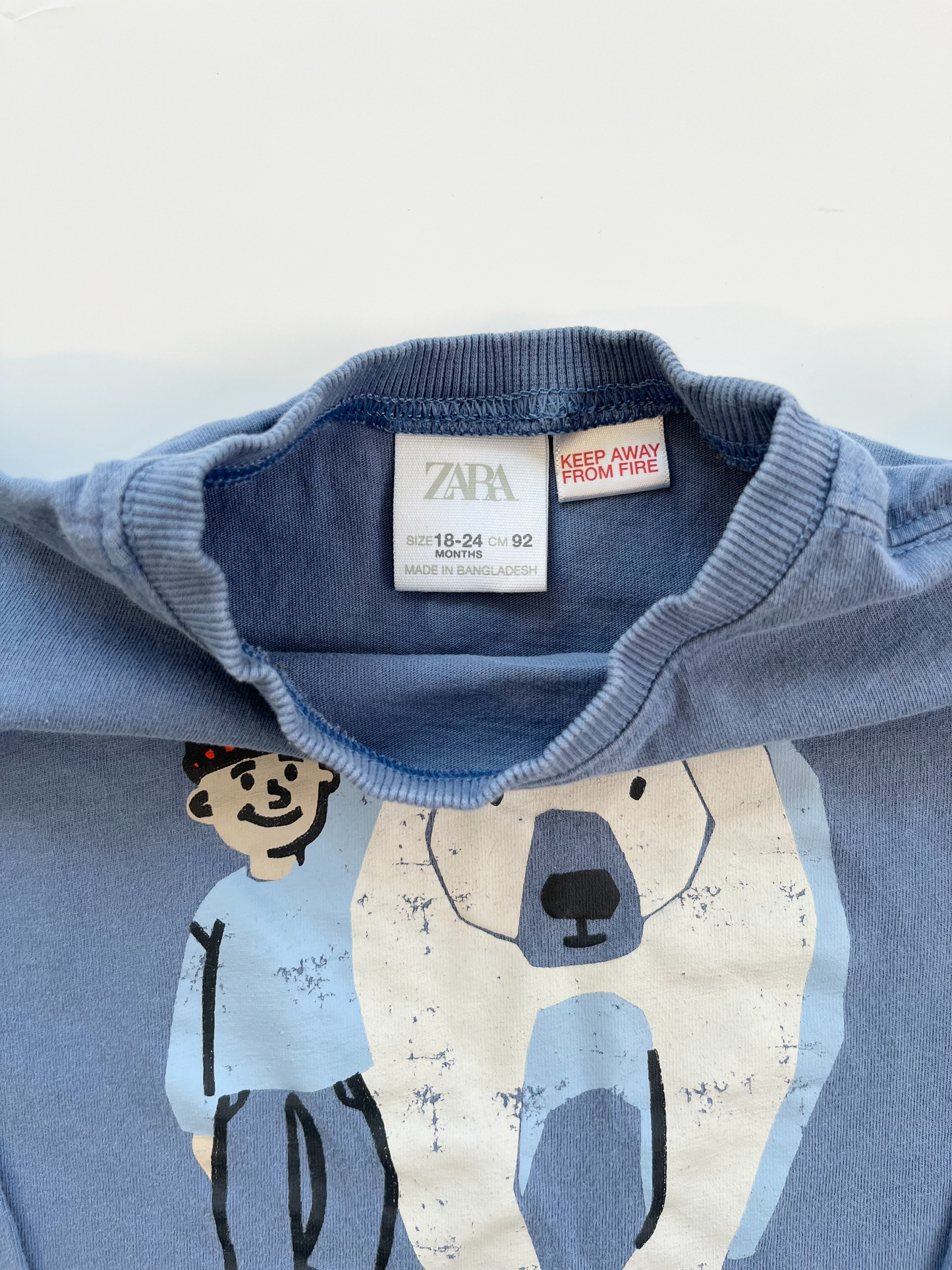 ZARA Long Sleeve Bear Shirt 18-24m