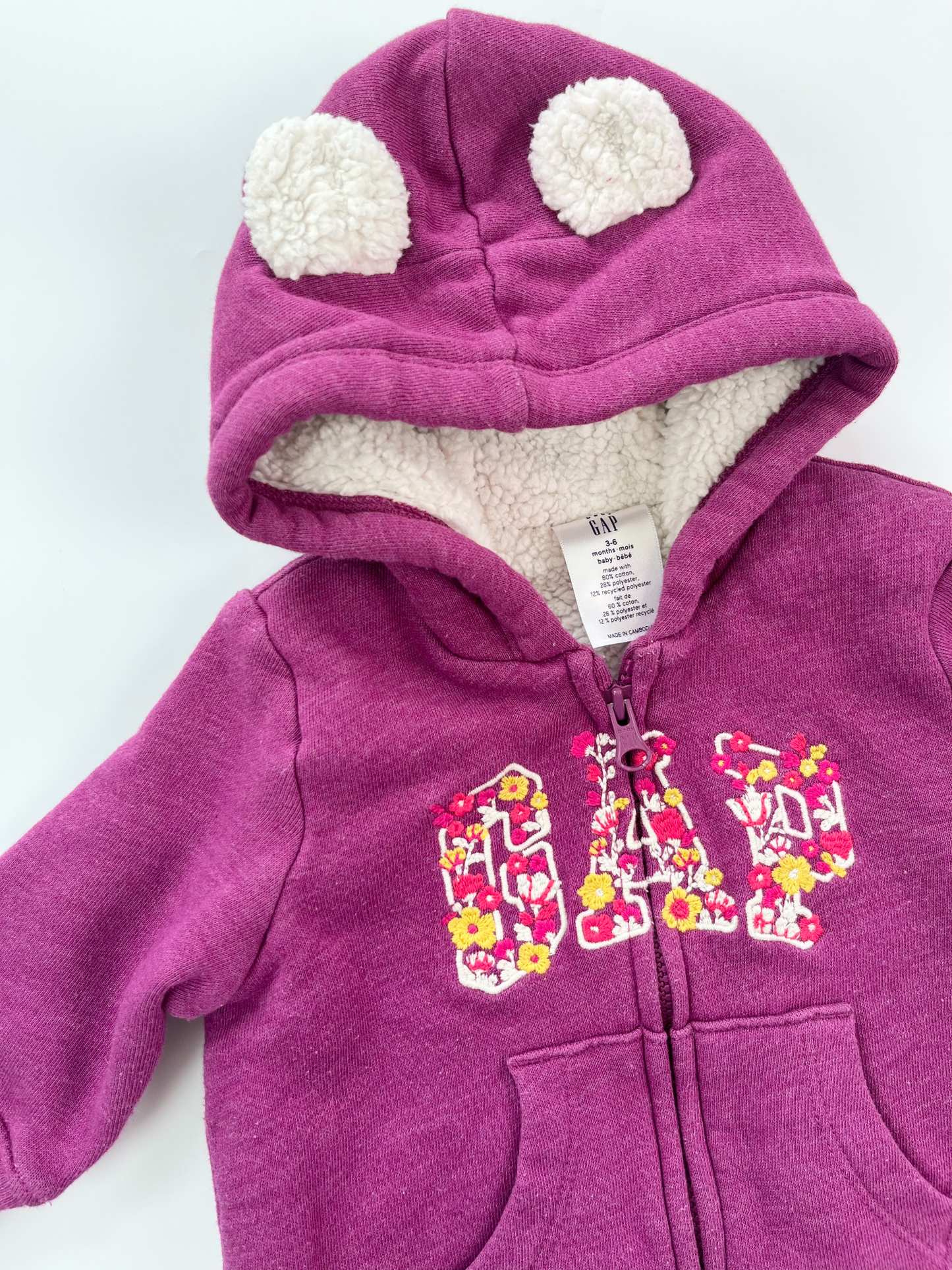 GAP Sherpa Lined Hooded Romper 3-6m