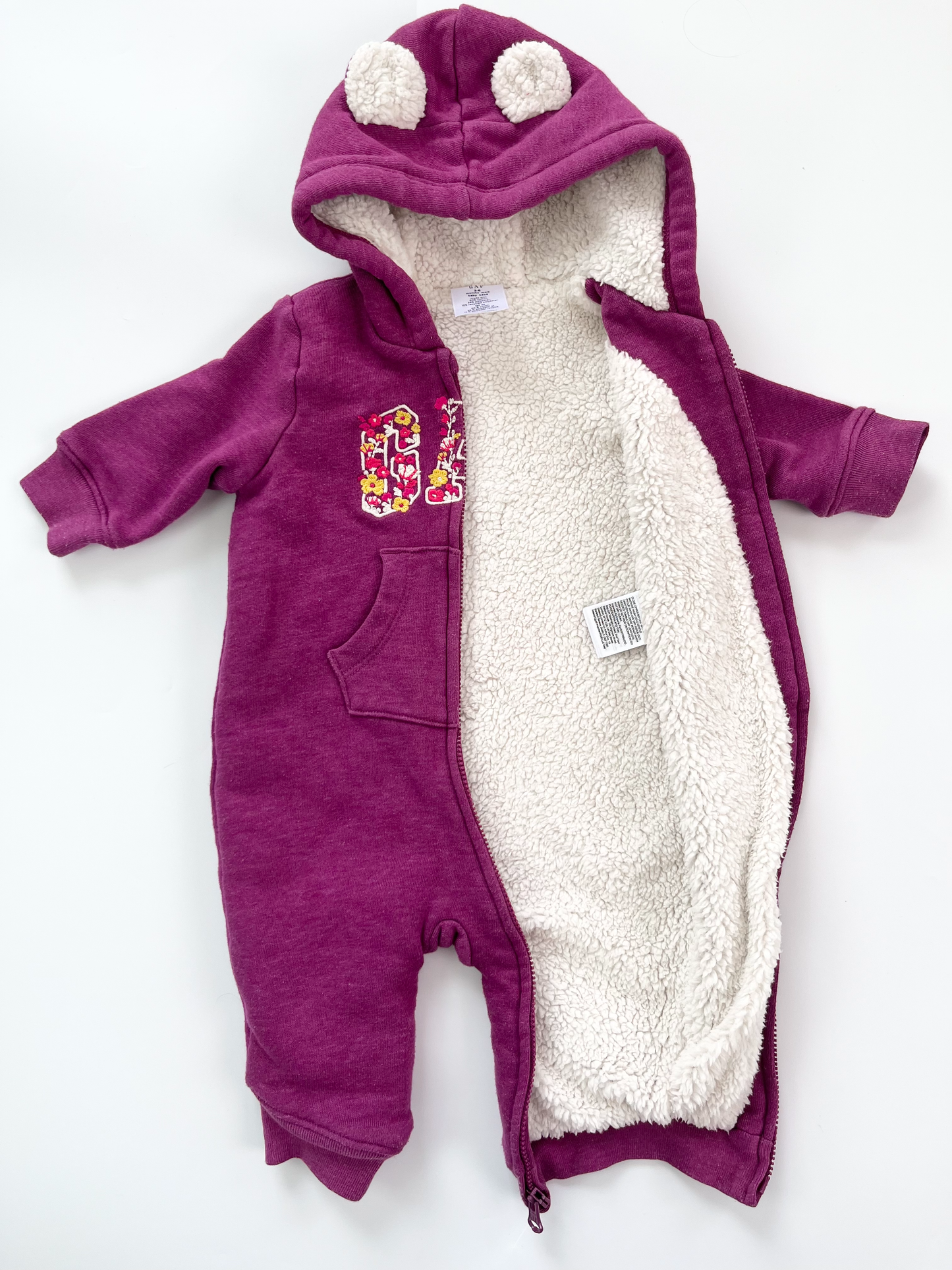 GAP Sherpa Lined Hooded Romper 3-6m