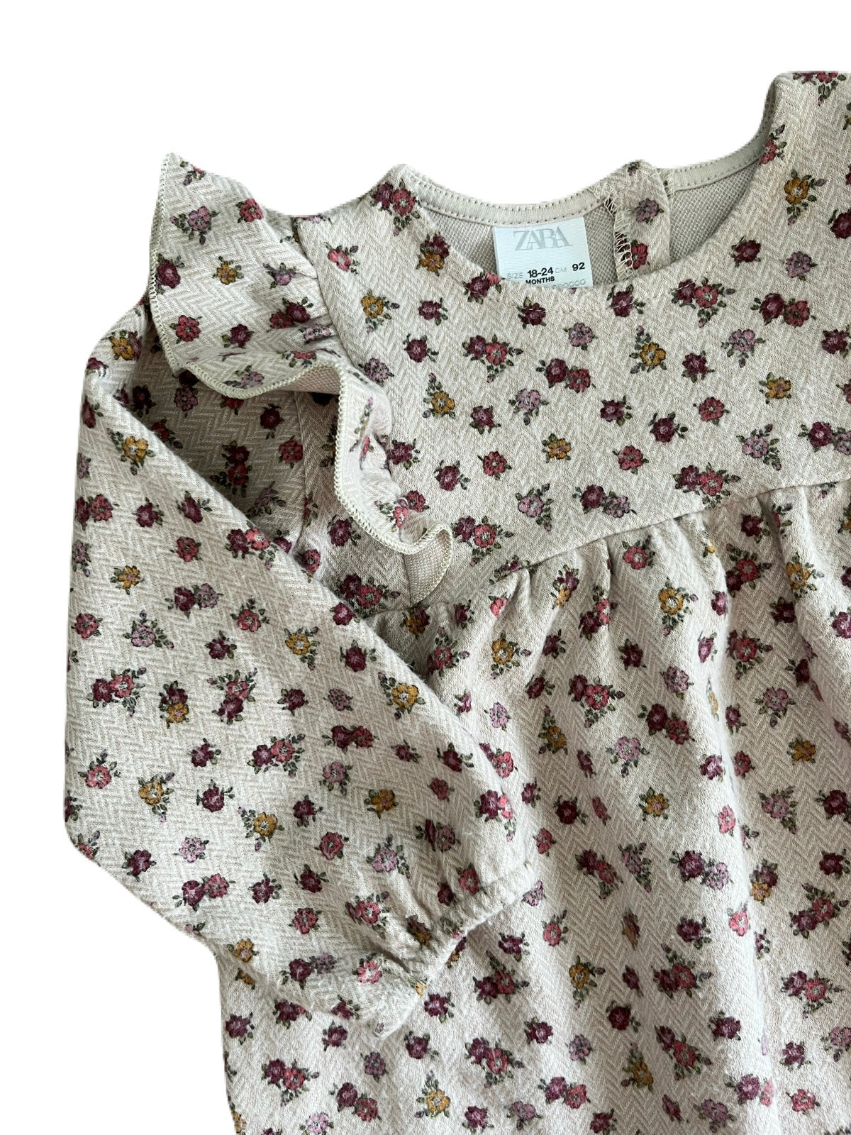 ZARA Long-Sleeve Floral Ruffled Dress 18-24m