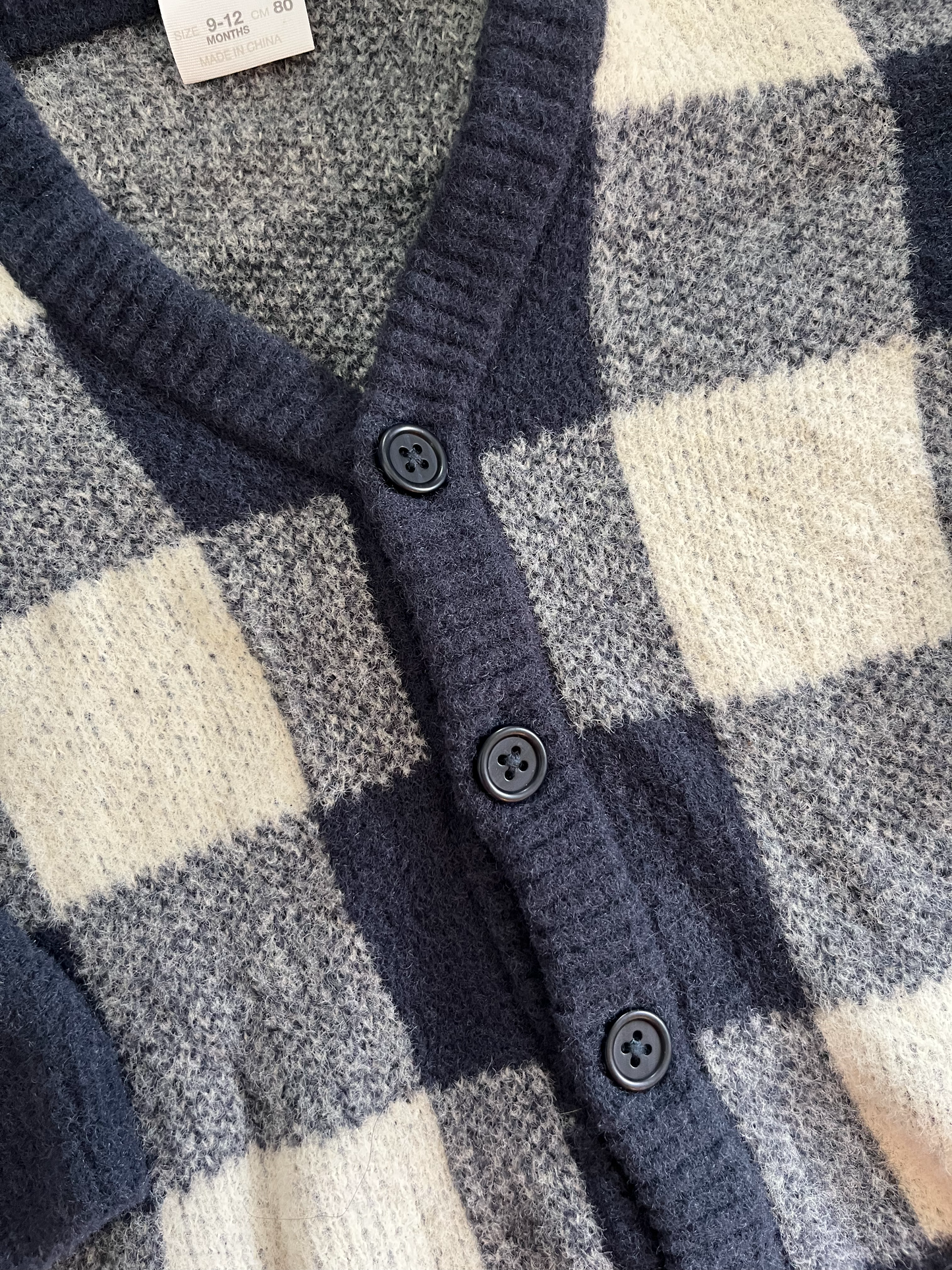 ZARA Navy Checkered Soft Cardigan 2T
