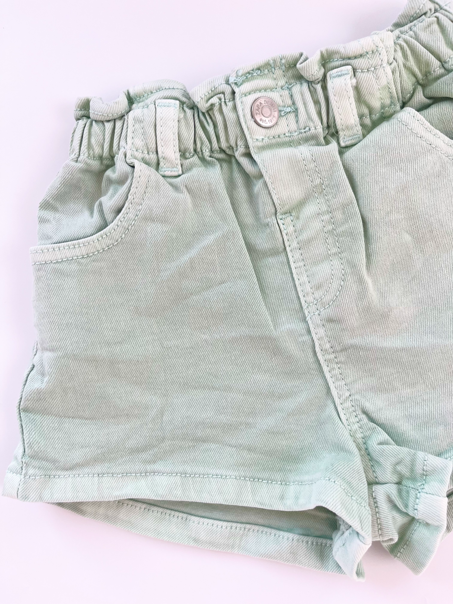 ZARA Green Denim Shorts 18-24m