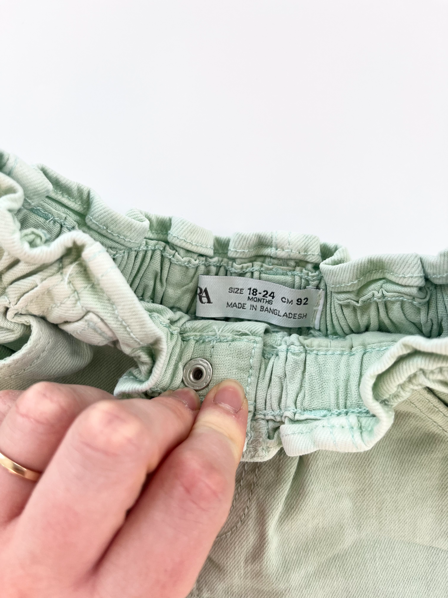 ZARA Green Denim Shorts 18-24m