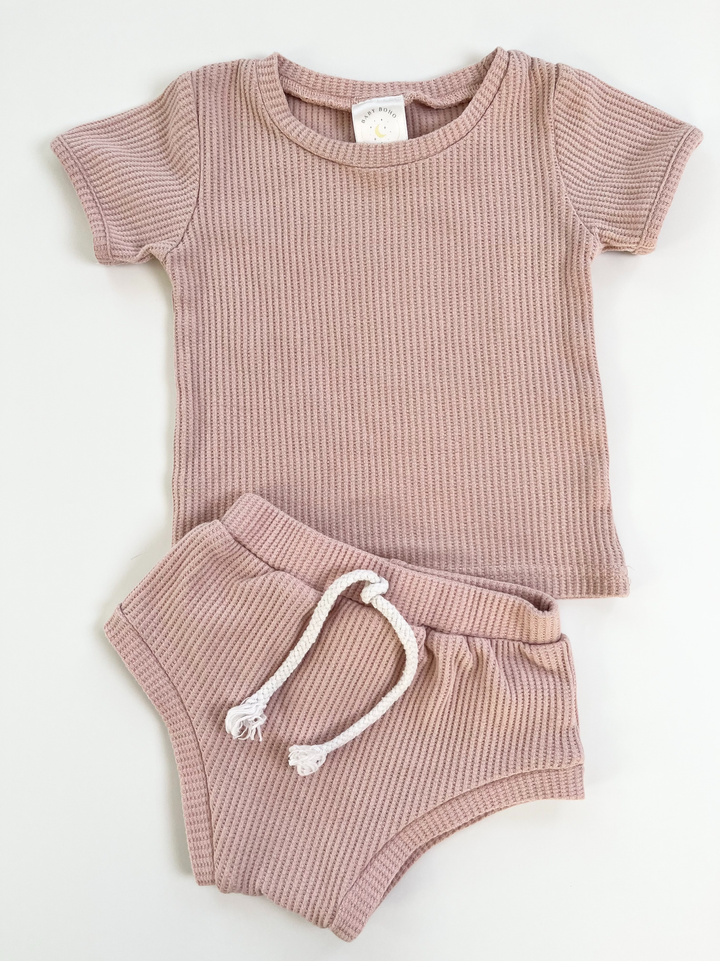 Baby Boho Pink Short Waffle Set 12-18m