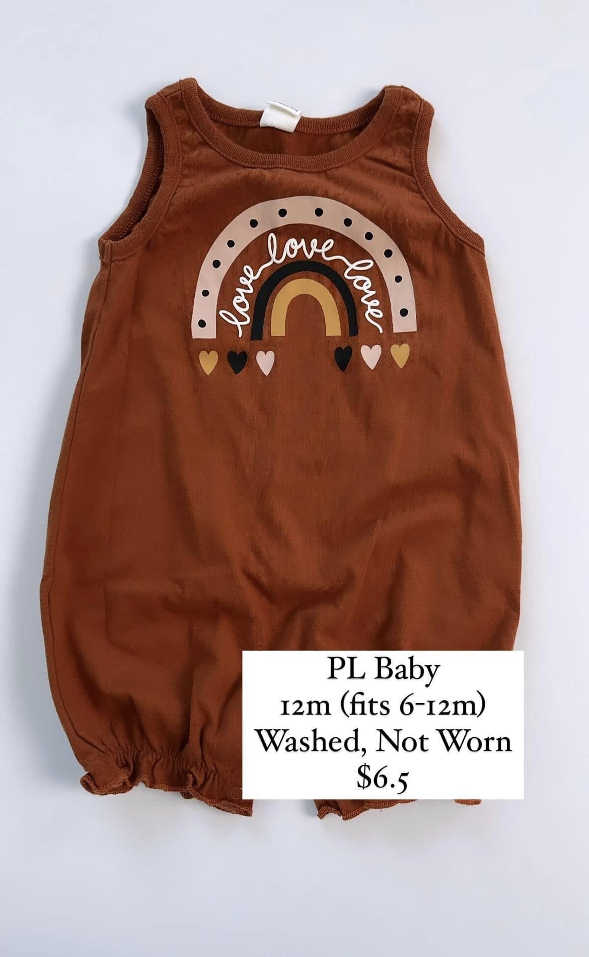 PL Baby Shortie Rainbow "Love" Romper 6-12m