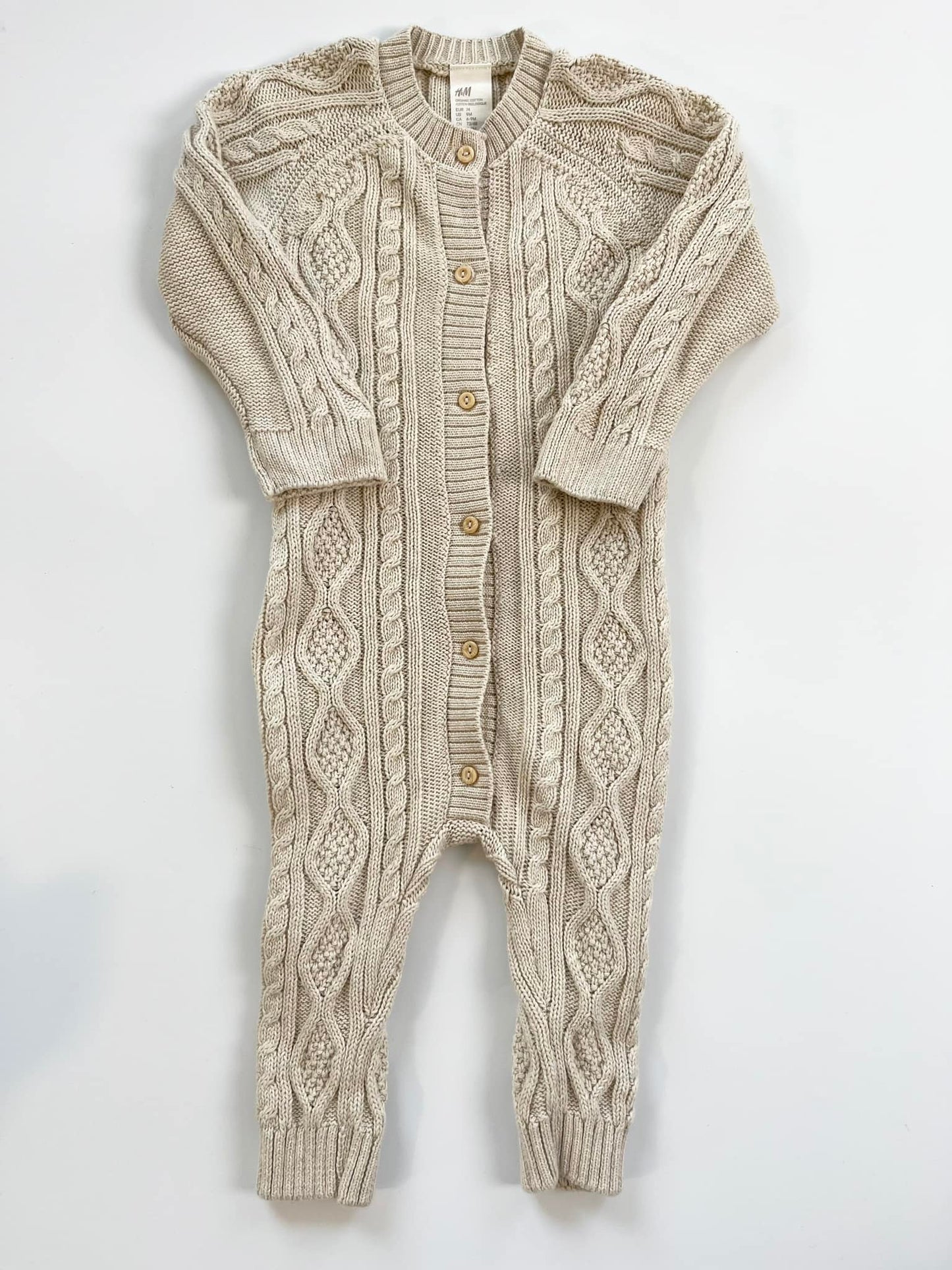 H&M Beige Knit Romper 12m