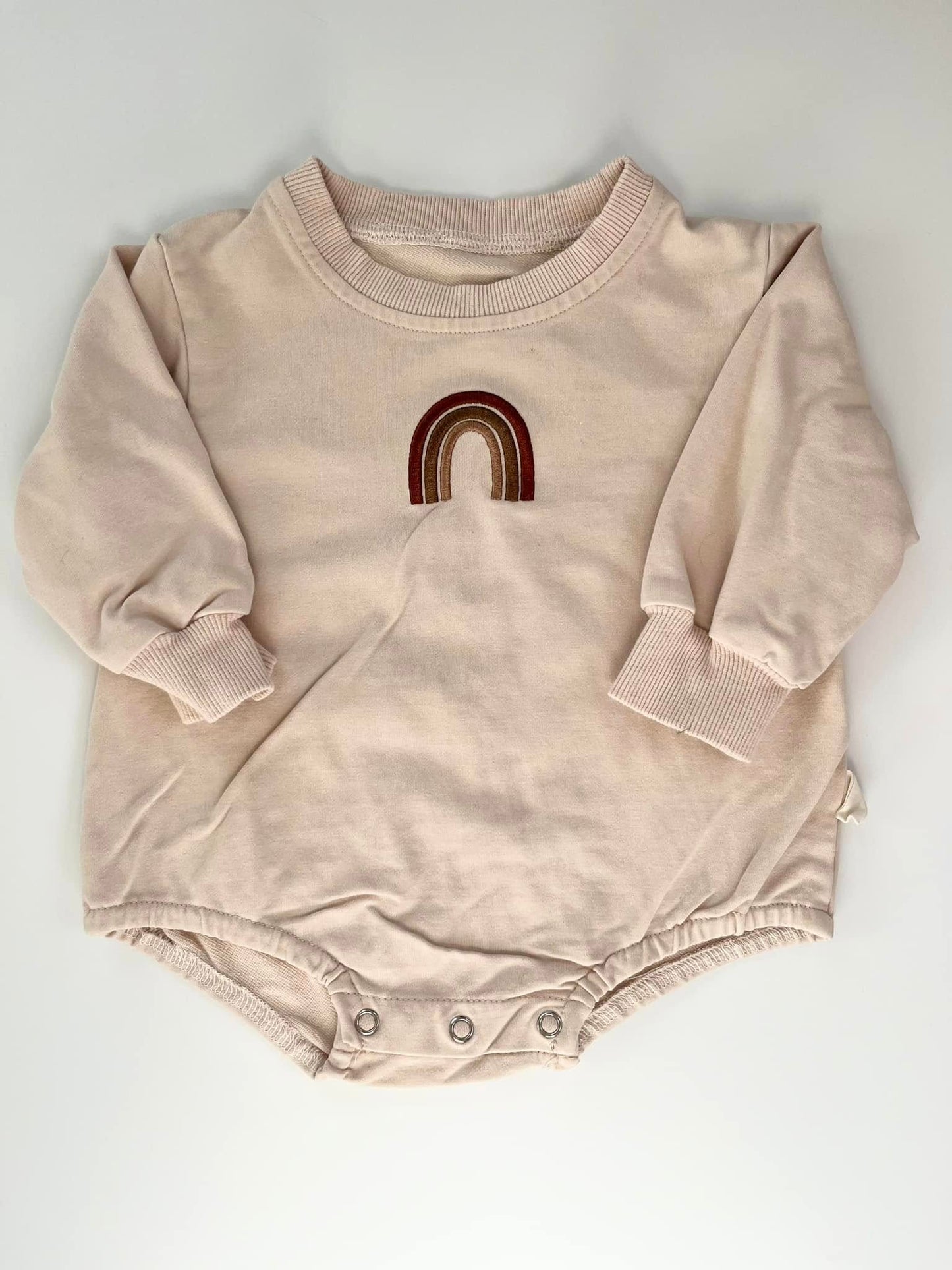 Beige Rainbow Bubble Romper 6-9m