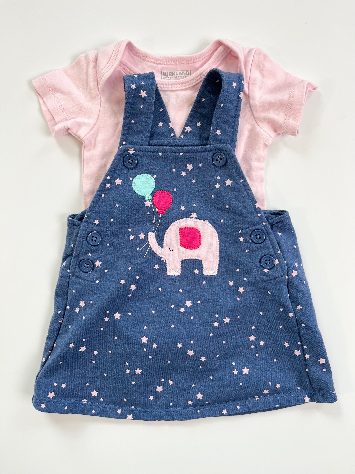 Kirkland Onesie & Pekkle Overall Dress 6m