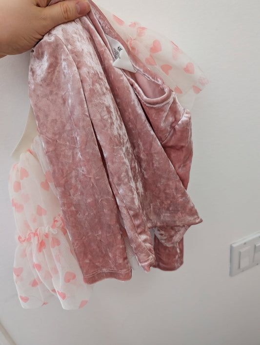 H&M Velvet Pink Long Sleeve & Old Navy Heart Tutu 2T