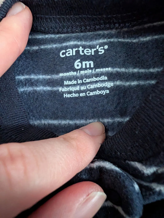 Carters Cement Mixer Fleece Navy Footie Sleeper 6m