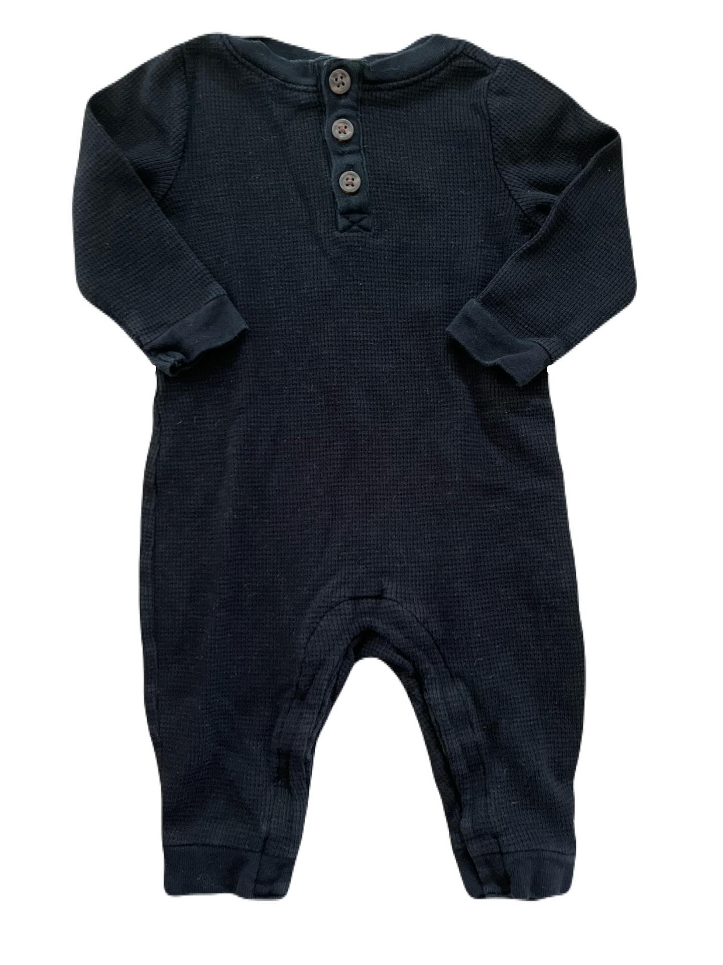 Old Navy Waffle Romper Black | 3-6m