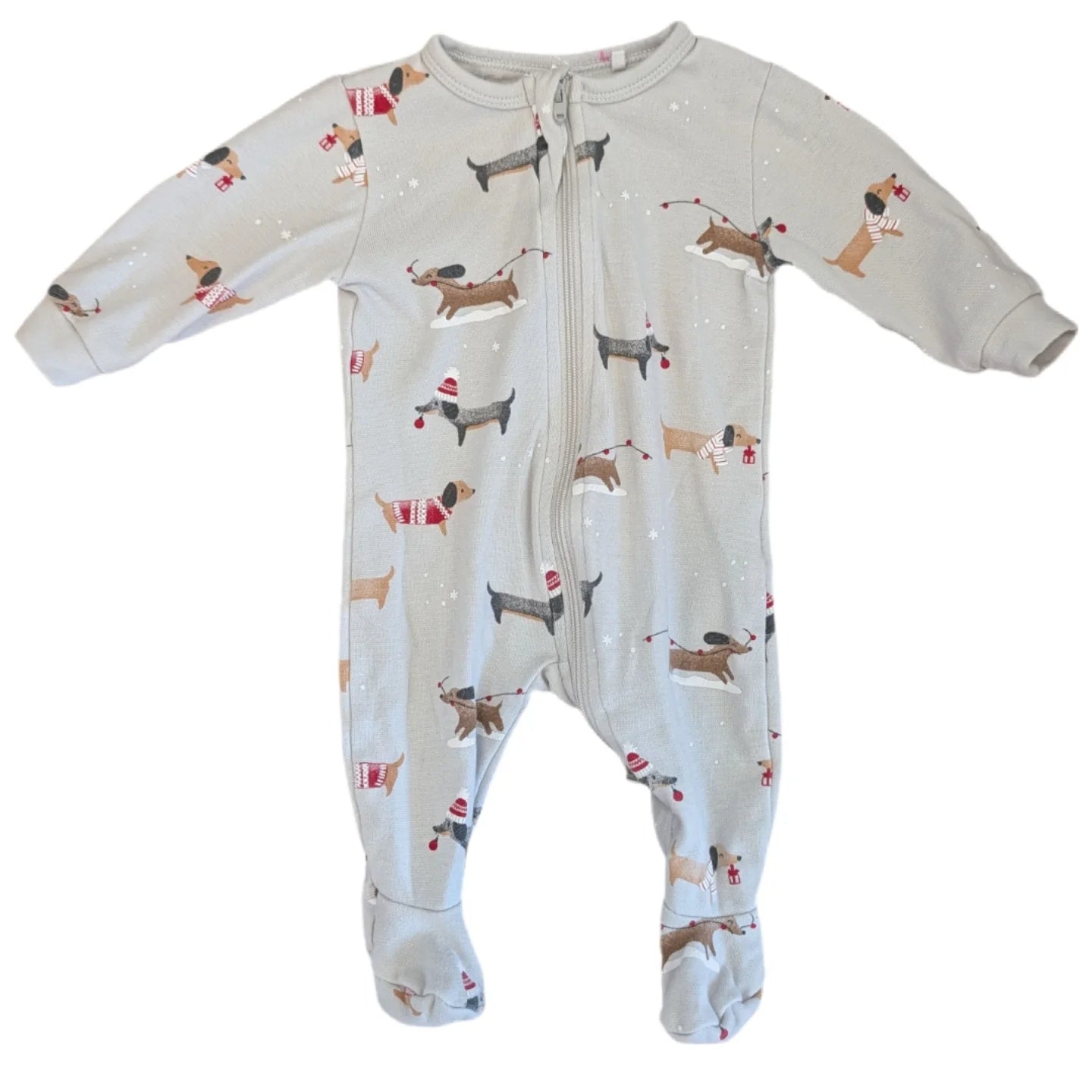 Petit Lem Christmas Weiner Dog Footie | Newborn
