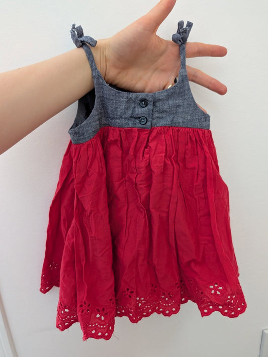 Baby Gap Red and Denim Summer Eyelet Dress 12-18m