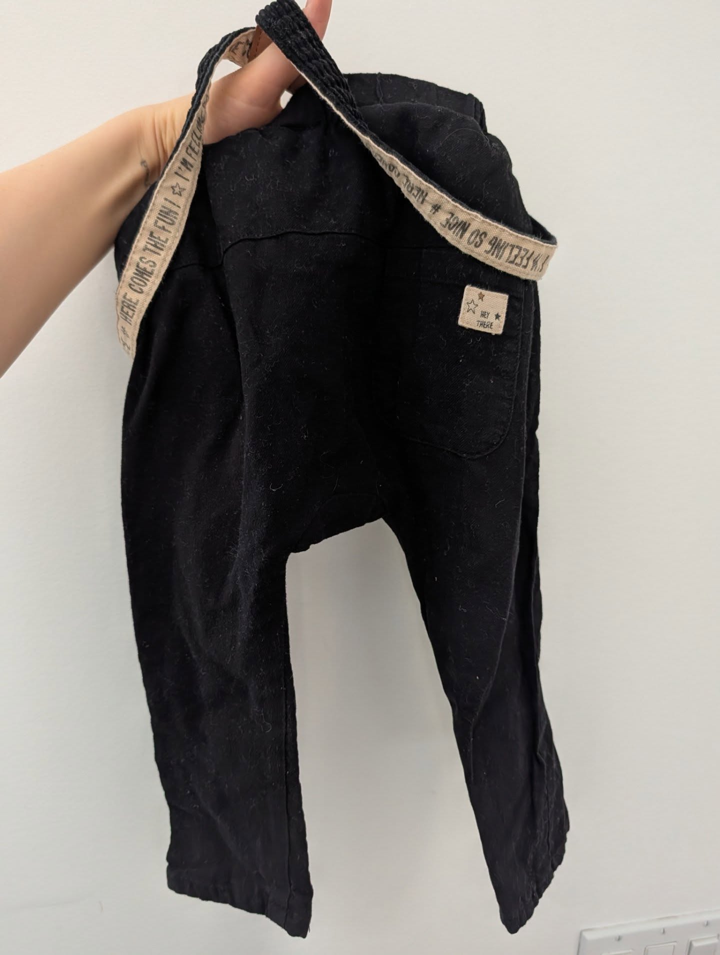ZARA Suspender "Here Comes the Fun" Pants 12-18m