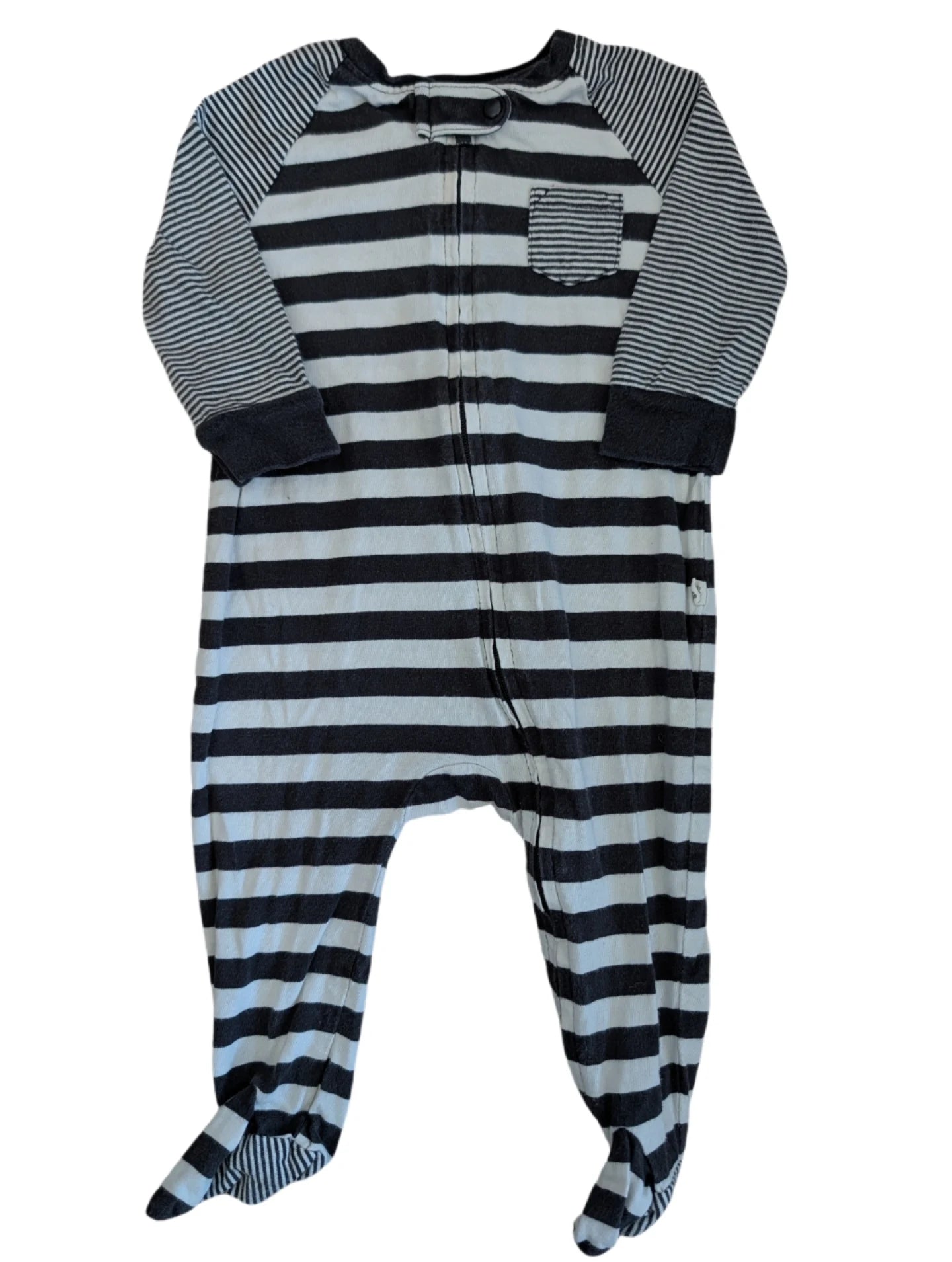 Gap Black and White Striped Footie Sleeper 3-6m