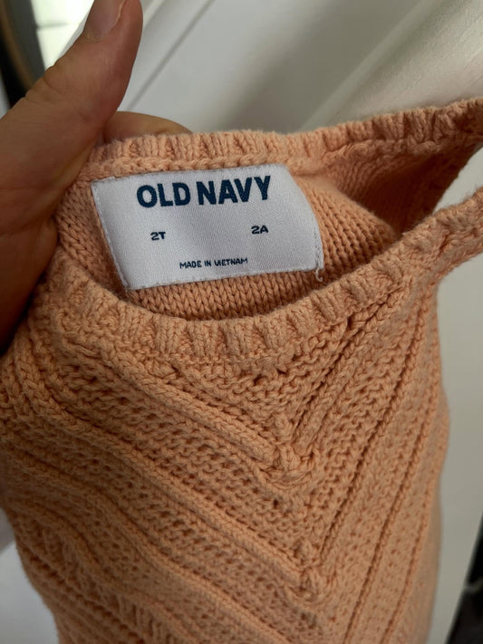Old Navy Pale Orange Knit Tank Top | 2T