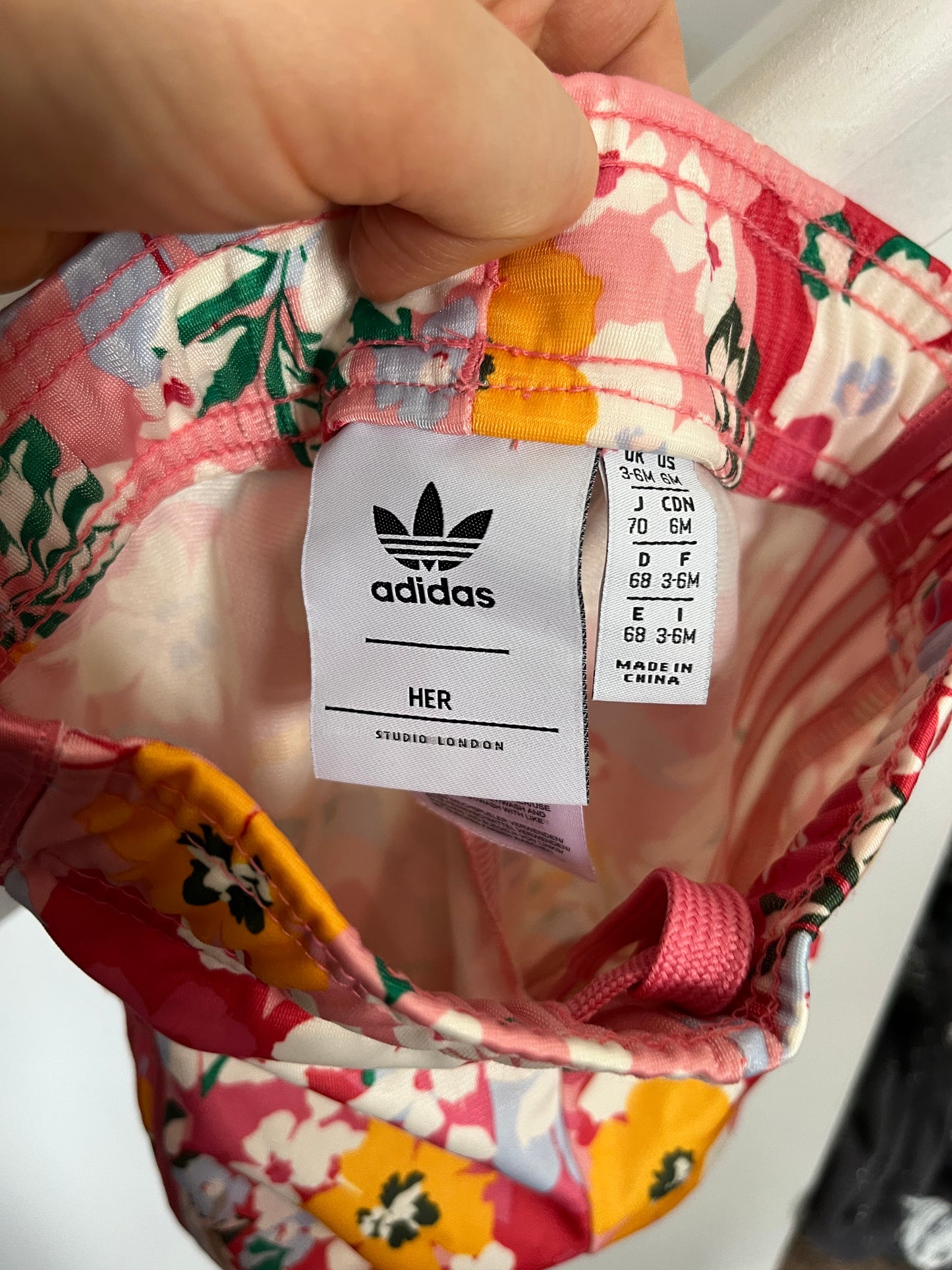 Adidas Pink Floral Joggers 3-6m