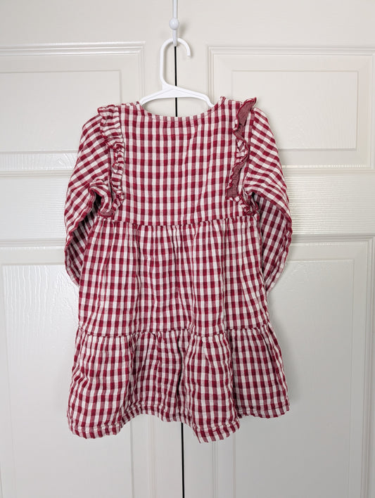 ZARA Gingham Red Dress 2/3