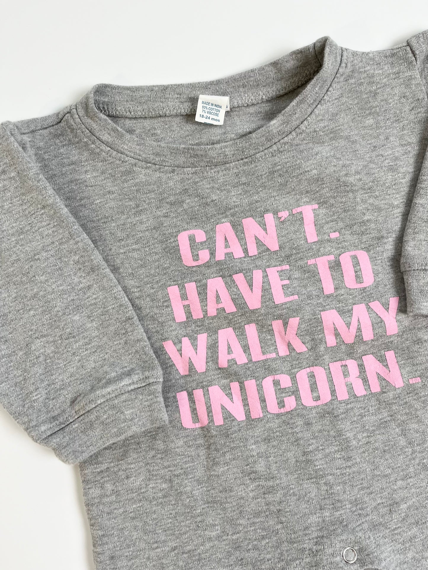 Playsuit Romper - "Can't Have to Walk My Unicorn" 12-18m