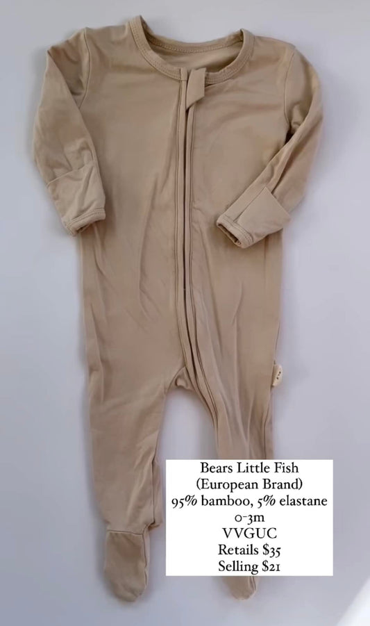 Bears Little Fish Bamboo Sleeper 0-3m