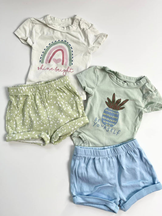 Rise Little Earthling & Joe Fresh Onesie/Shorts Set 0-3M