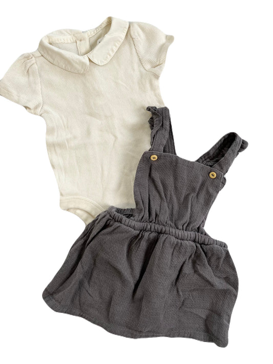 Gap Onesie & H&M Overall Dress 6-12M