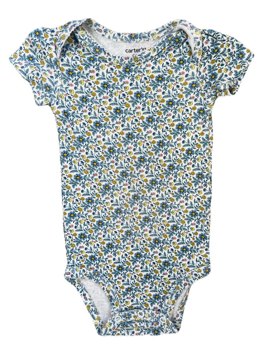 Carters Blue Floral Onesie 9m