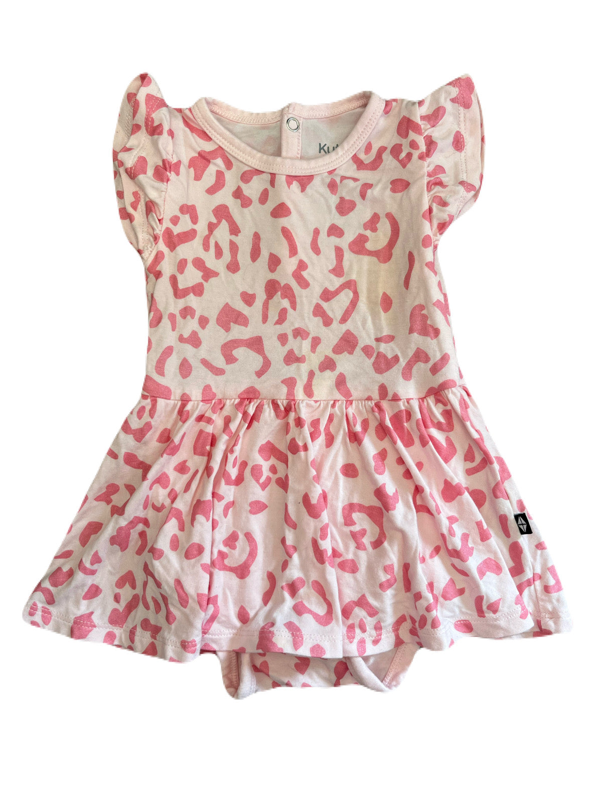 Kyte Bamboo Bodysuit Twirl Dress in Sakura Leopard 3-6m