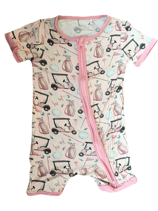Miozing Bamboo Pink Golf Romper 6-12m