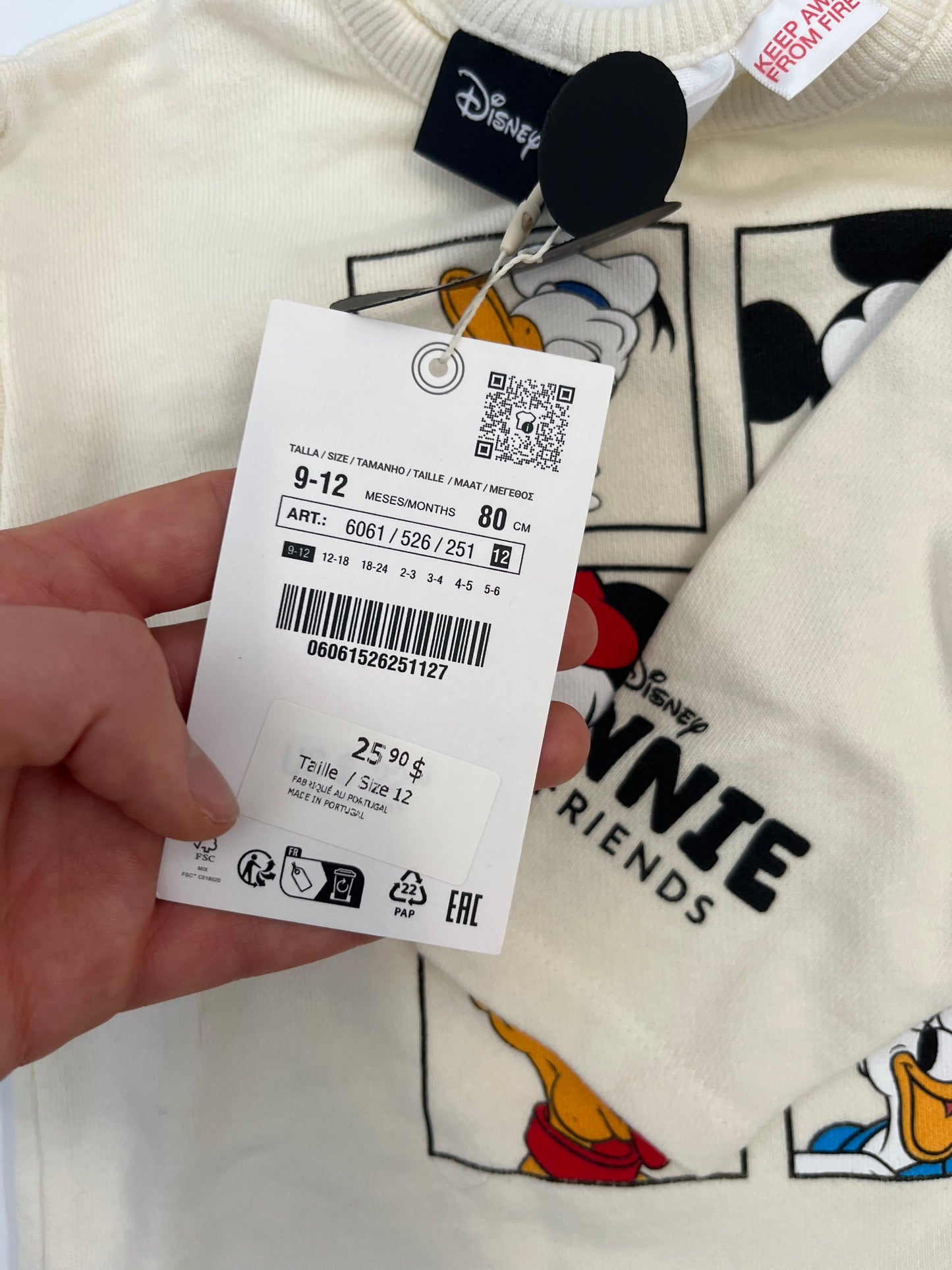 ZARA Mickey & Friends Long Sleeve Shirt 12-18m