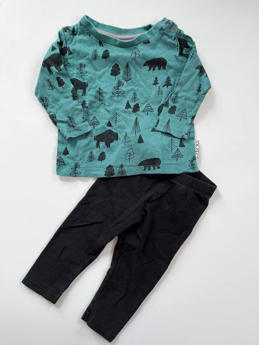 6Sticks Shirt & H&M Leggings 3-6m