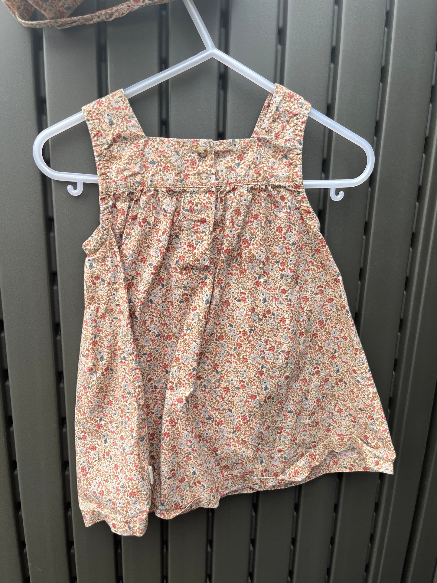 Wheat Dress and Sun Hat Set 12m