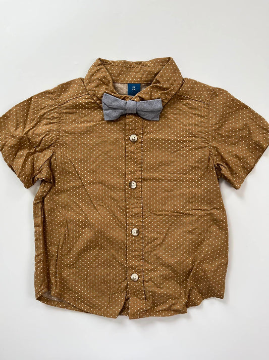 Old Navy Short-Sleeve Button Up with Bow Tie 2T