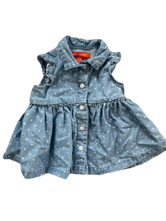 Joe Fresh Denim Polkadot Dress 3-6m