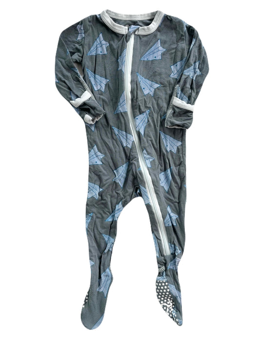Kickee Pants Bamboo Paper Planes Footed Sleeper 3-6m