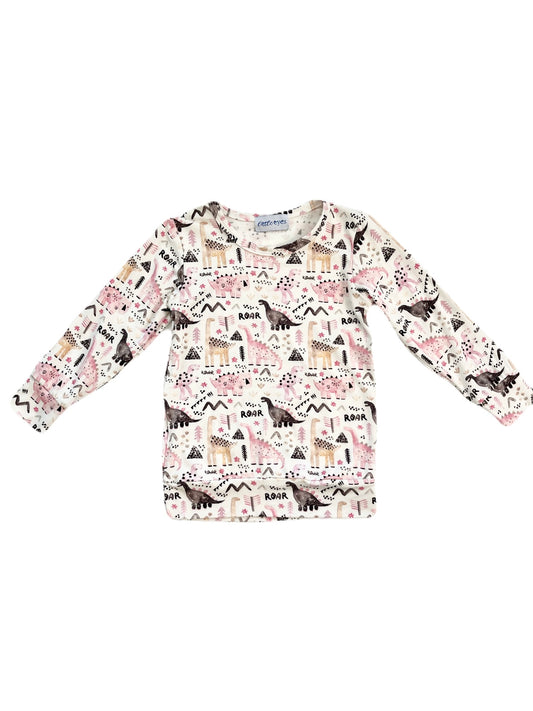 Prehistoric Pink Crewneck-Style Long-Sleeve