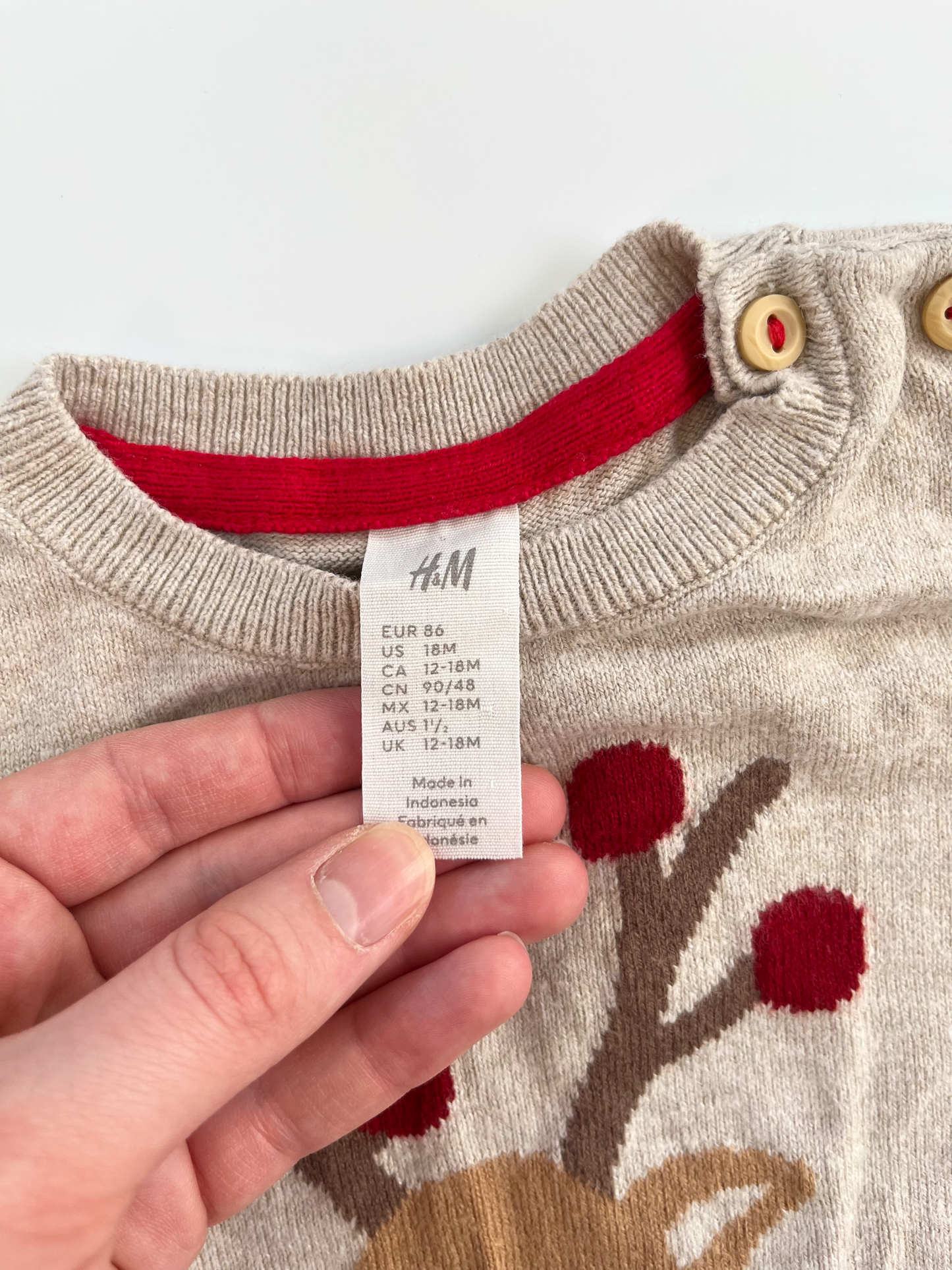 H&M Knit Reindeer Sweater 12-18m