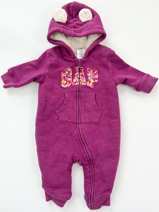 GAP Sherpa Lined Hooded Romper 3-6m