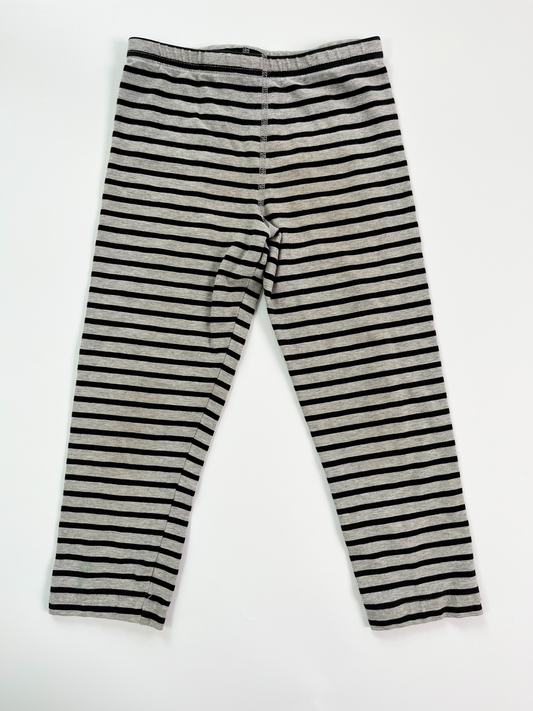 Peekaboo Beans Grey Striped Leggings 6T