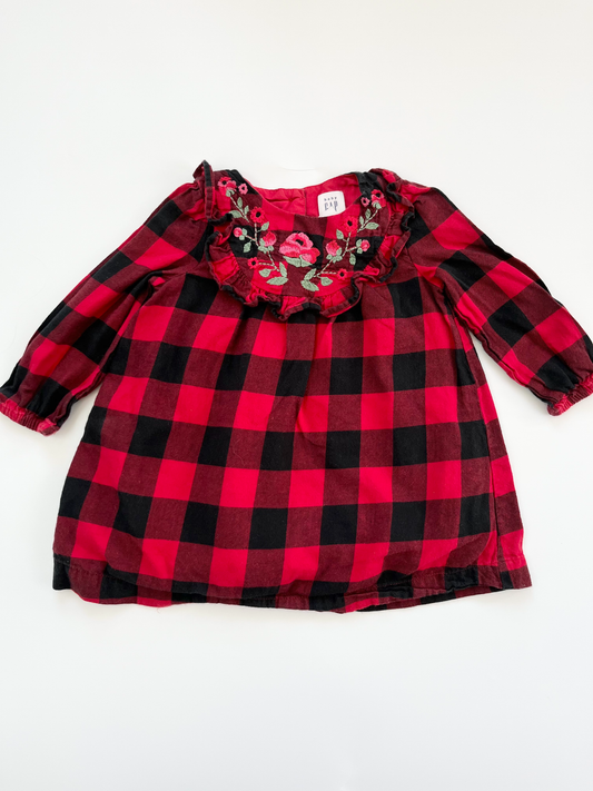 GAP Checkered Floral Dress 6-12m
