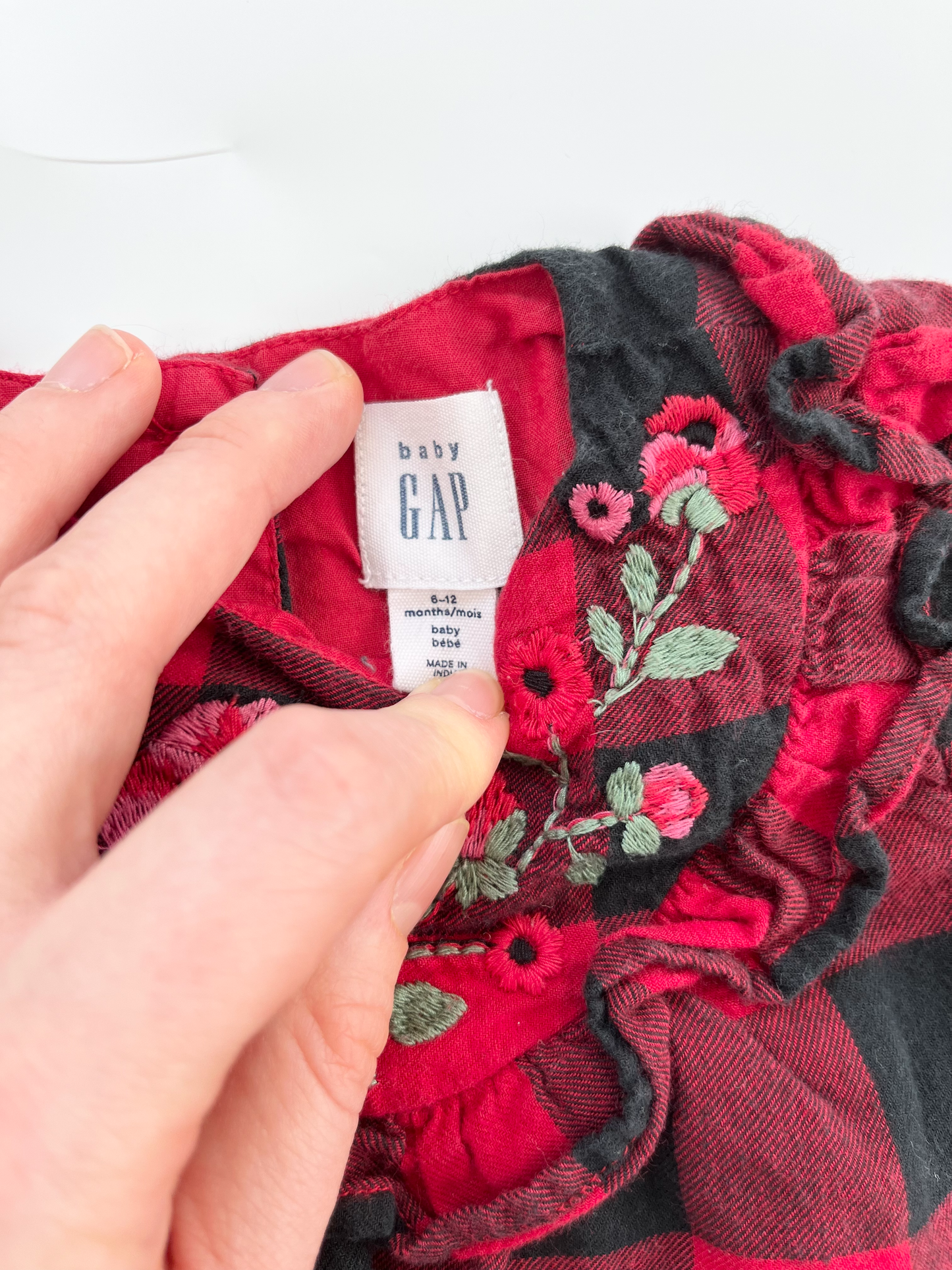 GAP Checkered Floral Dress 6-12m