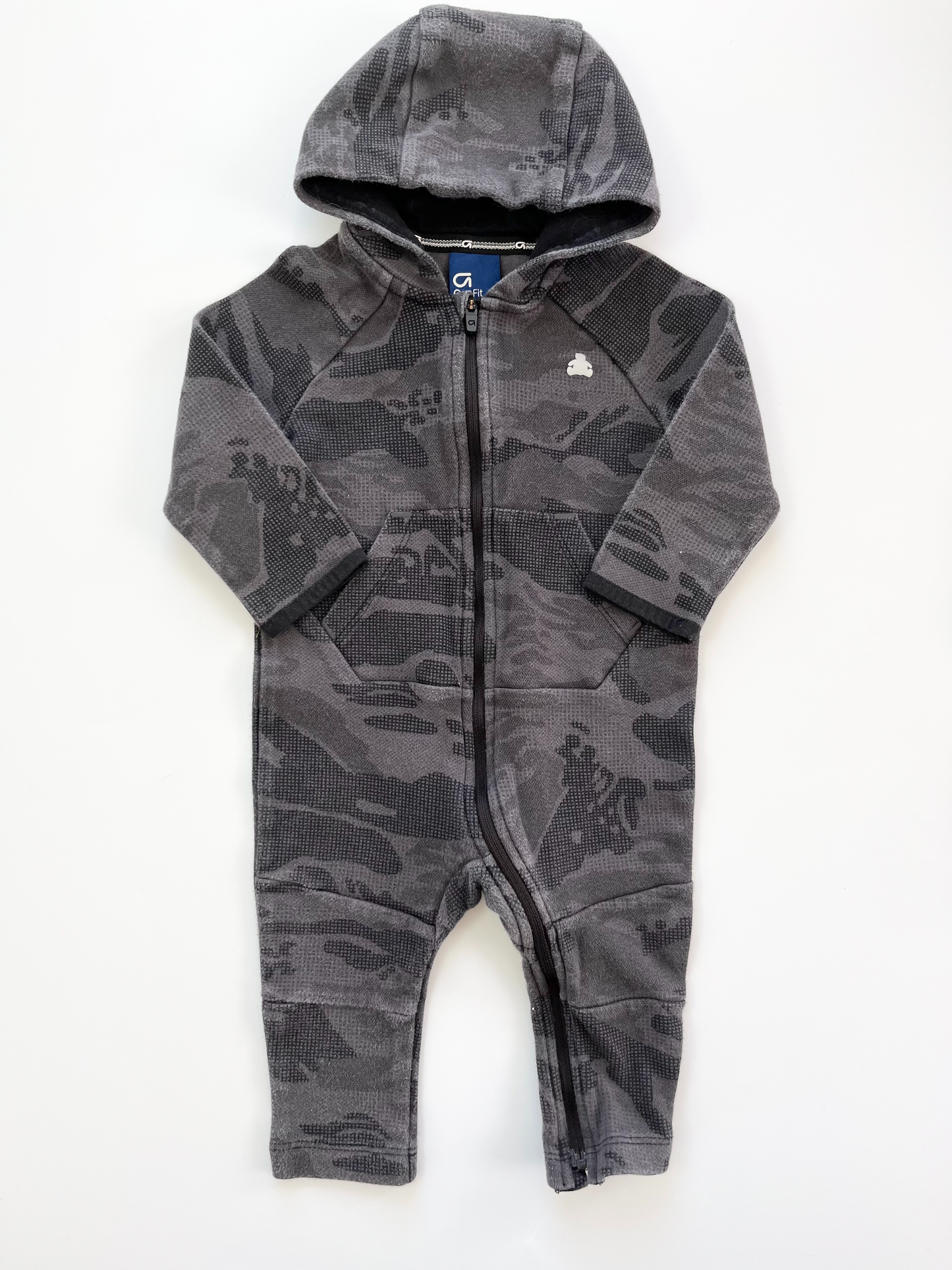 Gap Grey Camo Hooded Romper 6-12m