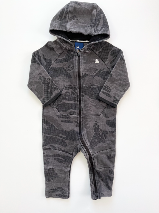 Gap Grey Camo Hooded Romper 6-12m
