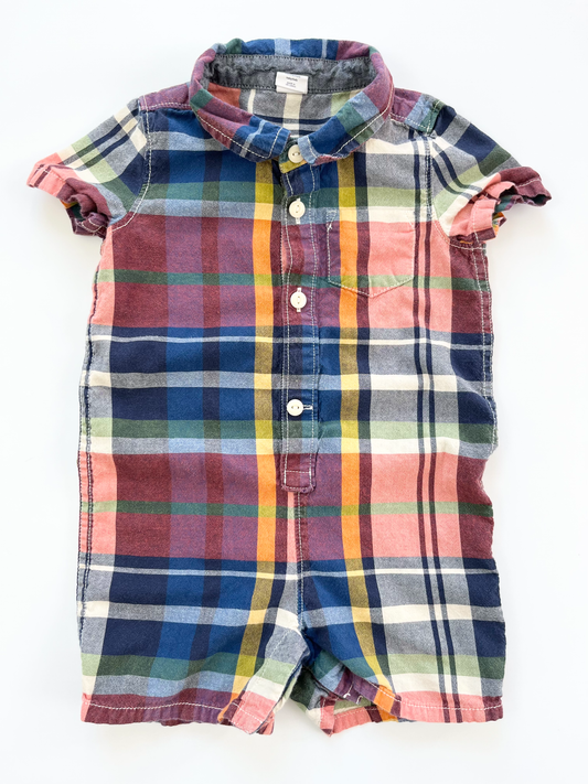 Gap Plaid Shortie Romper 12-18m