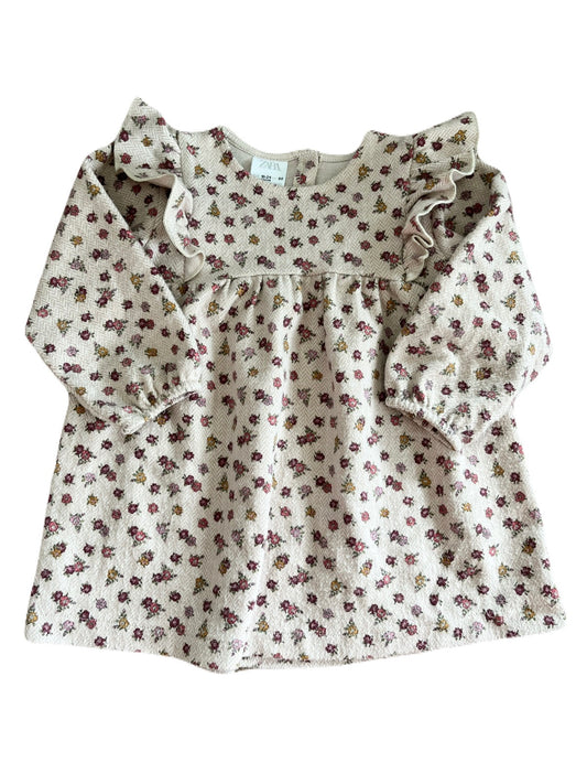 ZARA Long-Sleeve Floral Ruffled Dress 18-24m